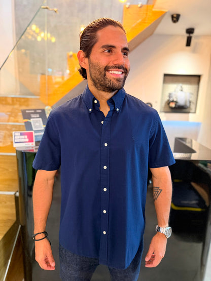 Camisa Polo R.L hombre Manga Corta Galleta Azul Oscura Caballo Azul