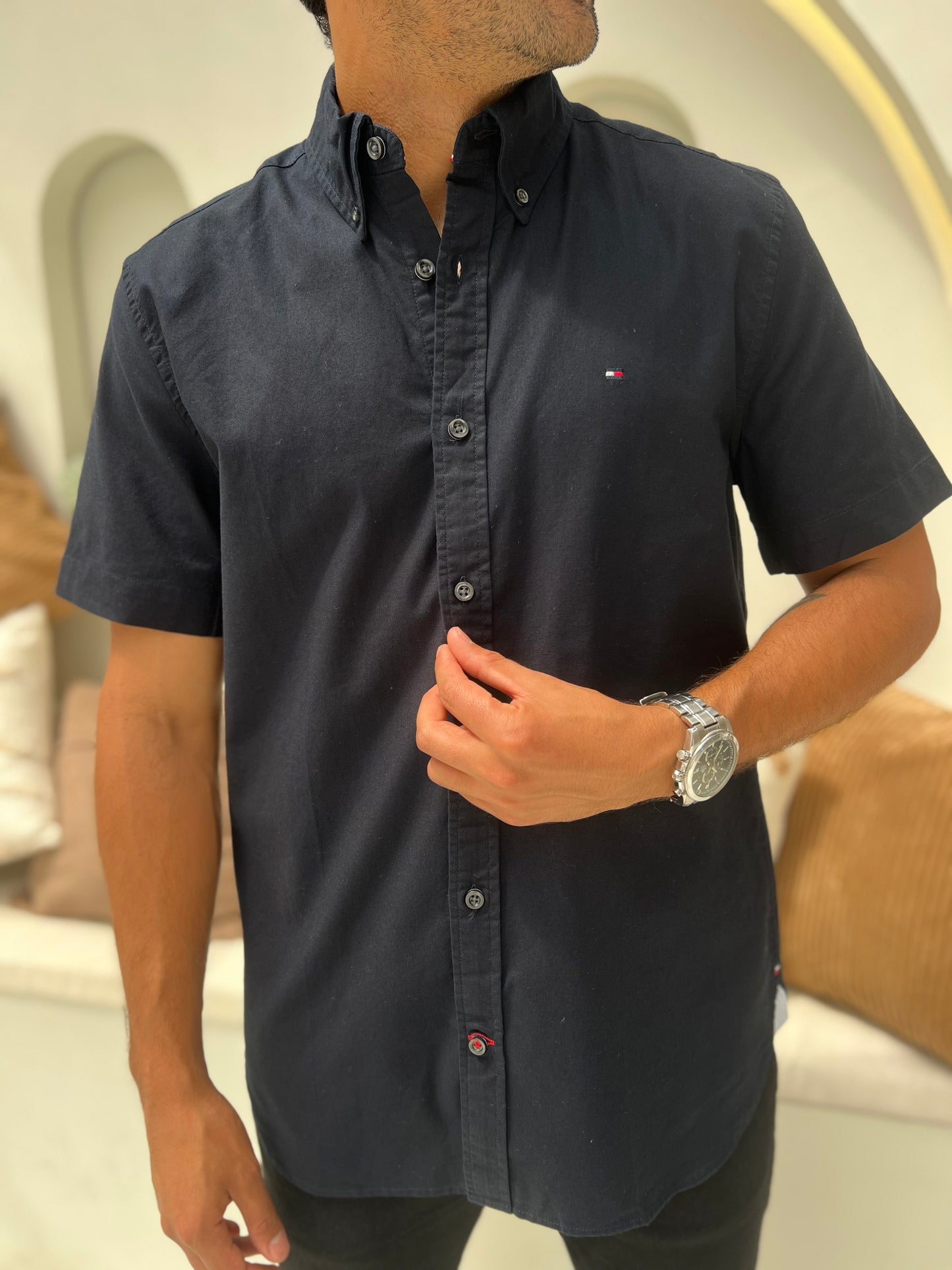 Camisa Tommy Hilfiger Azul Oscuro Manga Corta N.C