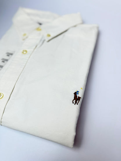 Camisa Polo R.L hombre Popelina Blanca Caballo Multicolor