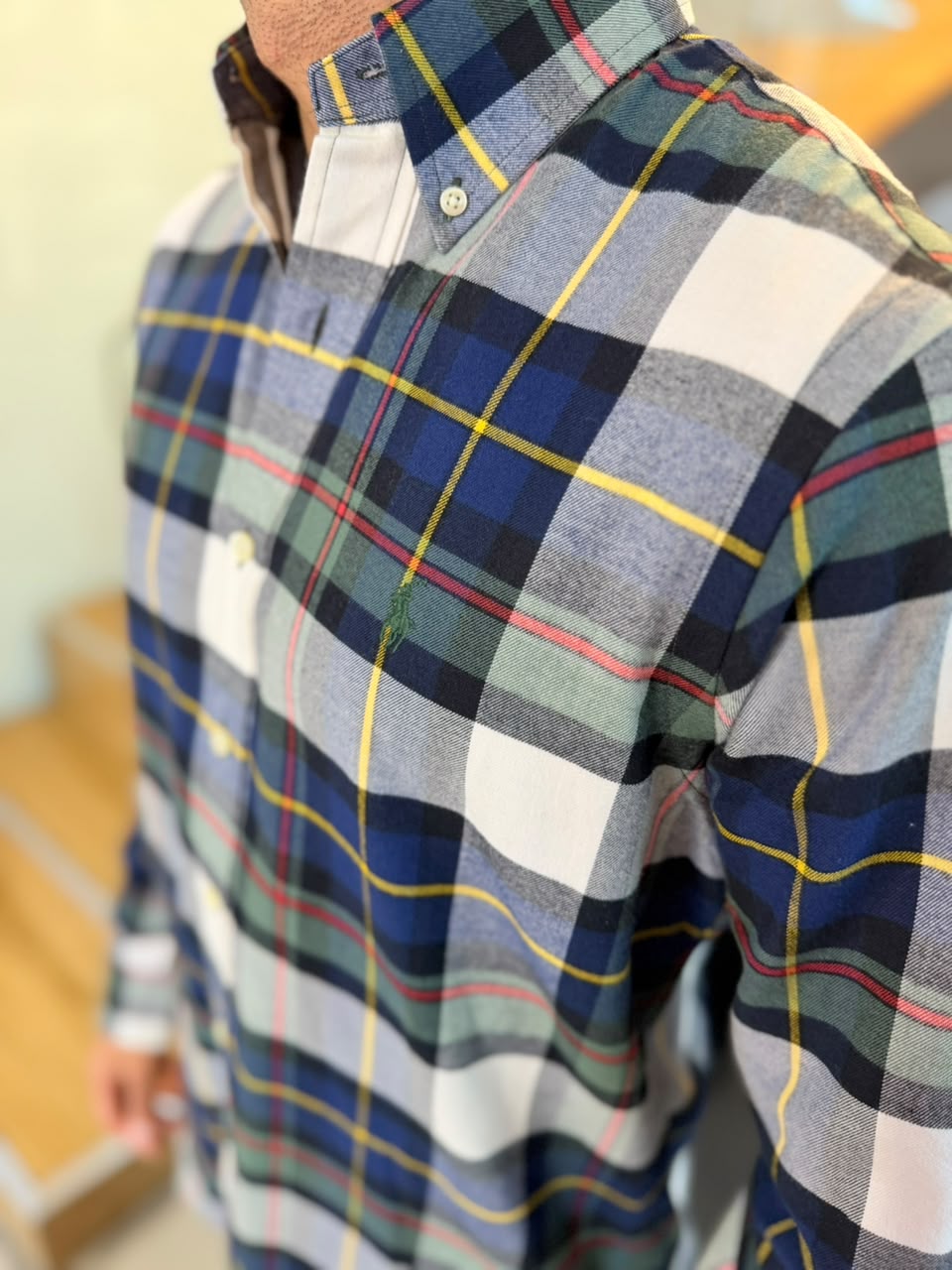 Camisa Polo R.L hombre Algodón Grueso Cuadros Caballo Verde