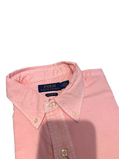 Camisa Polo R.L hombre Oxford Manga Corta Salmón