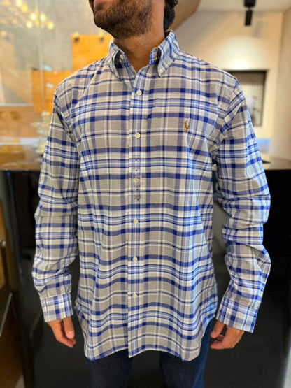 Camisa Polo R.L hombre Oxford Cuadros Grises Caballo multicolor