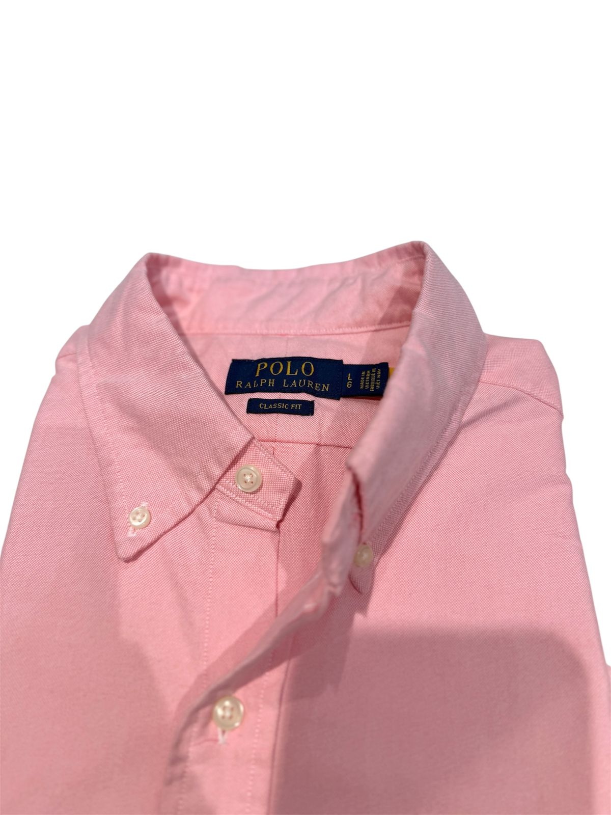 Camisa Polo R.L hombre Oxford Manga Corta Rosada