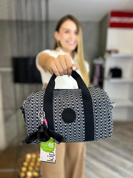 Bolso de Mano Negro Estampado