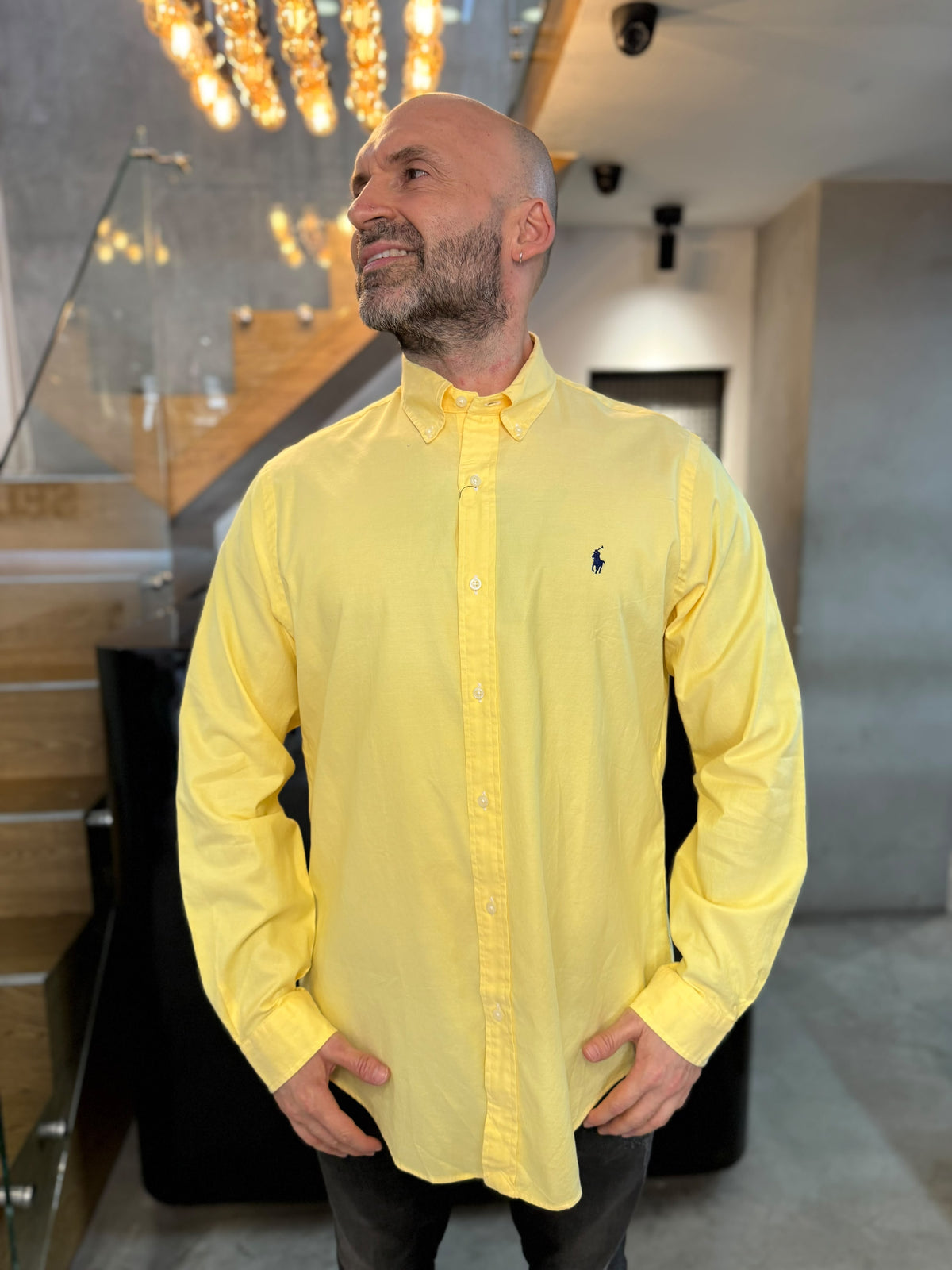 Camisa Polo R.L hombre algodón Amarilla  Caballo Azul