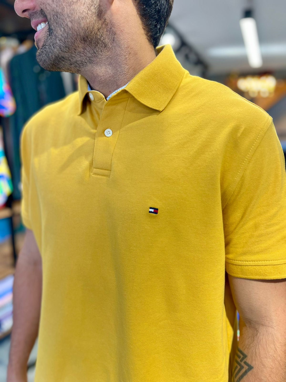 Polo Tommy Hilfiger Hombre Clásico Amarillo