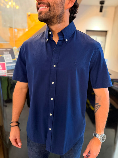 Camisa Polo R.L hombre Manga Corta Galleta Azul Oscura Caballo Azul