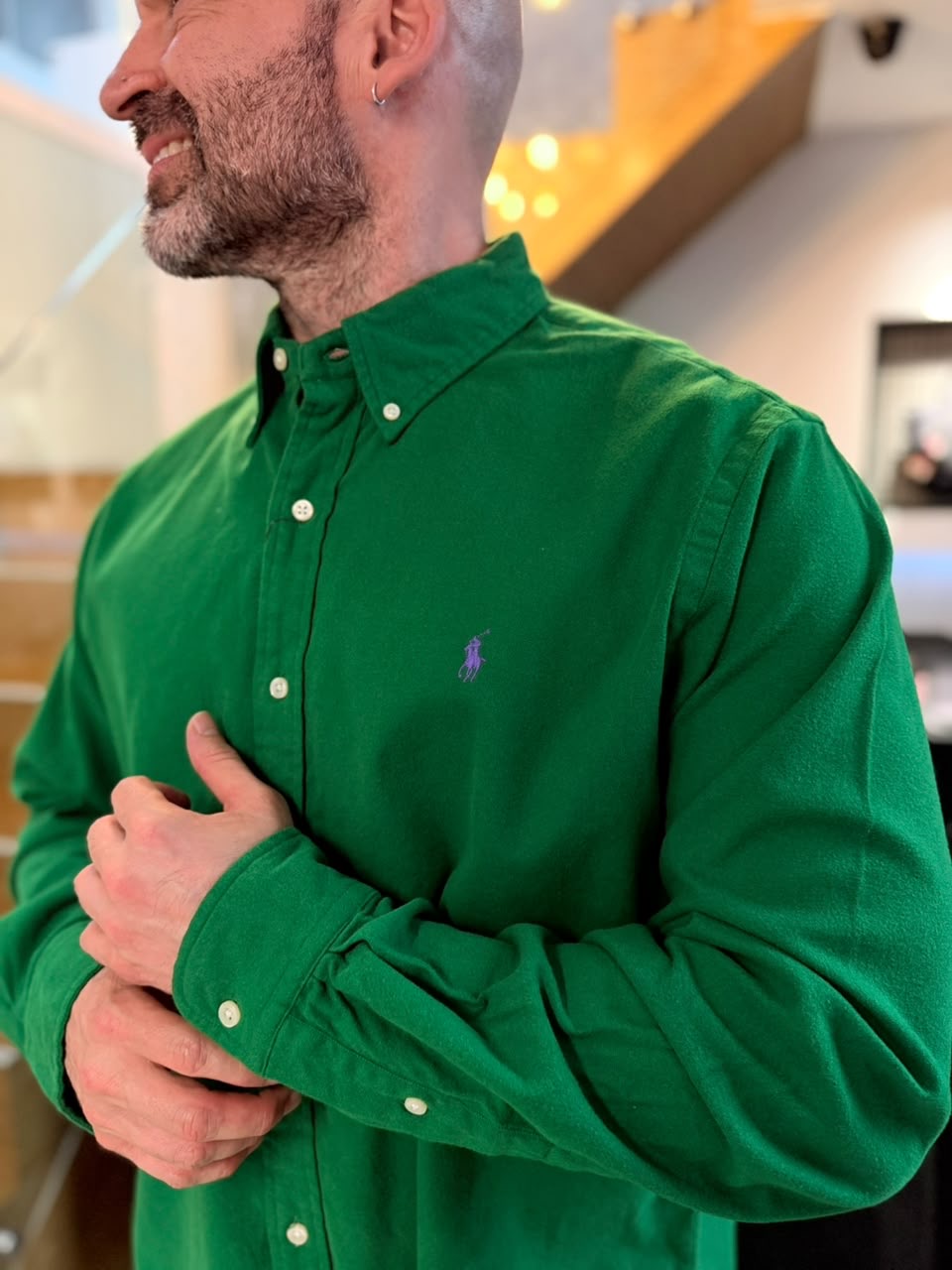 Camisa Polo R.L hombre Algodón Grueso Verde Caballo Morado