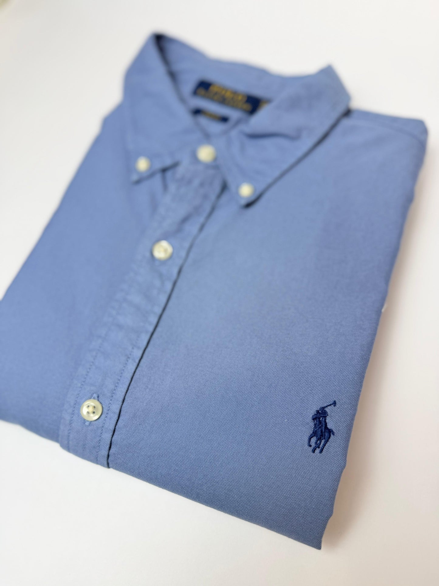 Camisa Polo R.L hombre Oxford Slim Fit Azul Oscuro Caballo Azul
