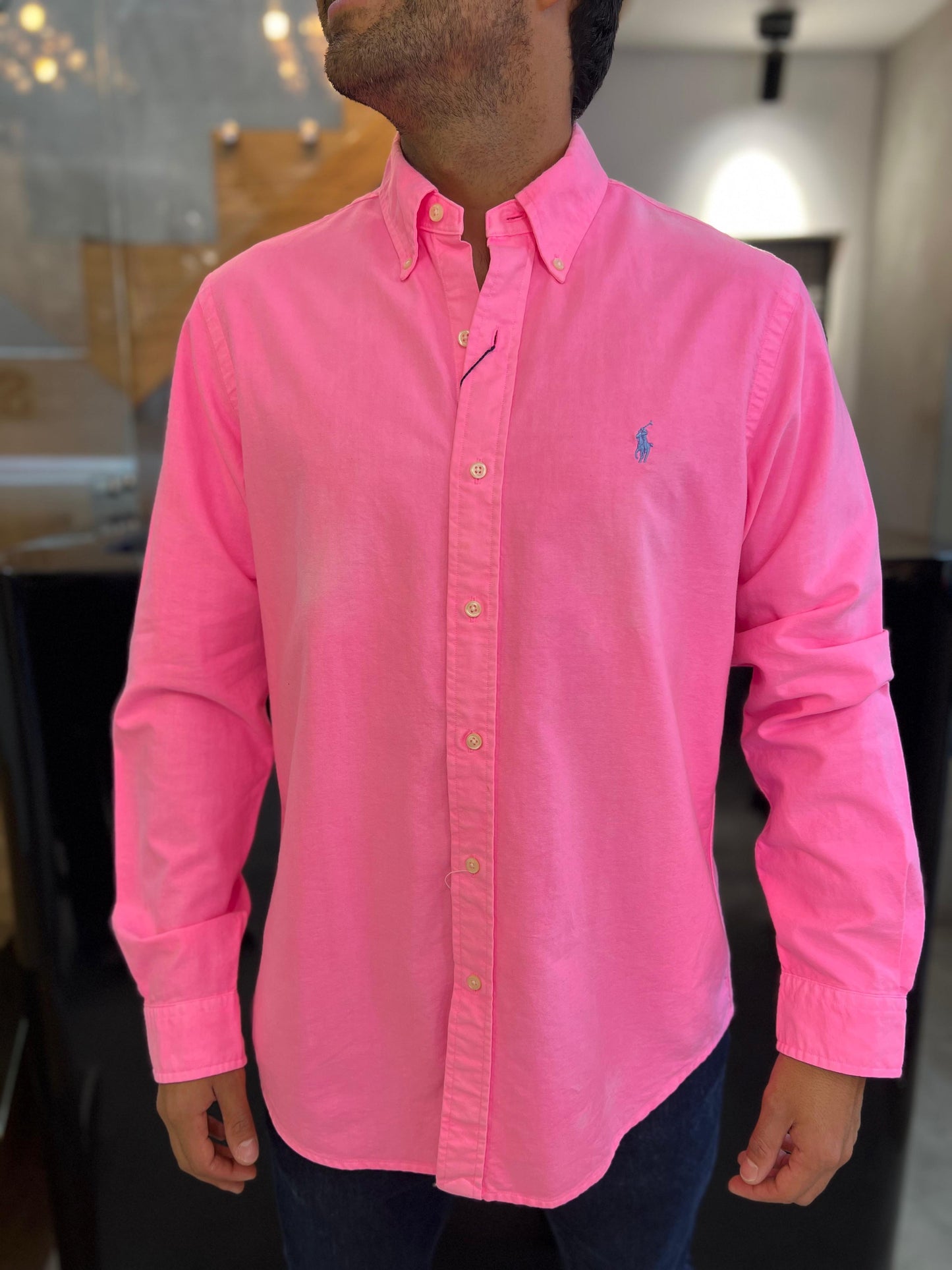 Camisa Polo R.L hombre Oxford * DFCT