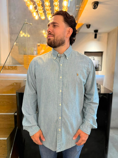 Camisa Polo R.L hombre Algodón Denim Caballo Multicolor