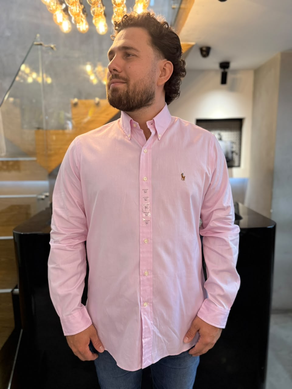 Camisa Polo R.L hombre Algodón Rosada Caballo Multicolor