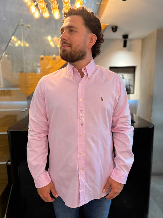 Camisa Polo R.L hombre Algodón Rosada Caballo Multicolor