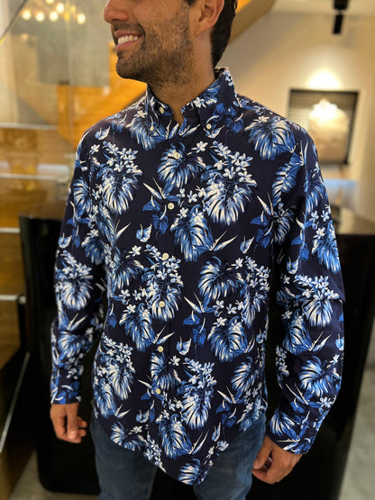 Camisa Polo R.L hombre Oxford Flores