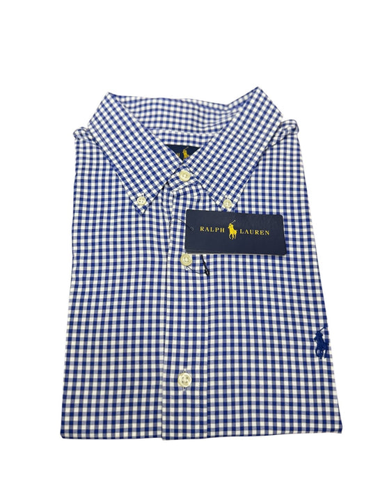 Camisa Polo R.L hombre Algodón Cuadros Azules Caballo Azul