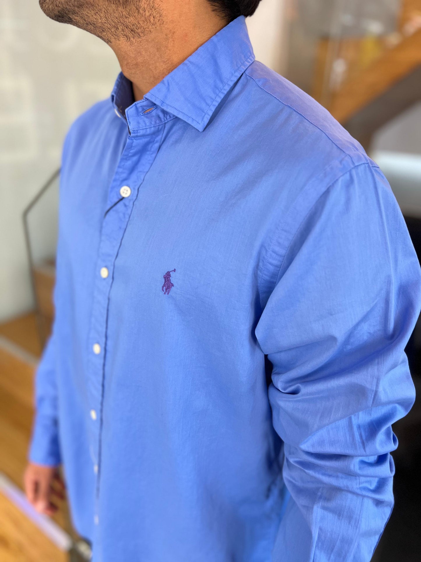 Camisa Polo R.L hombre Algodón Azul