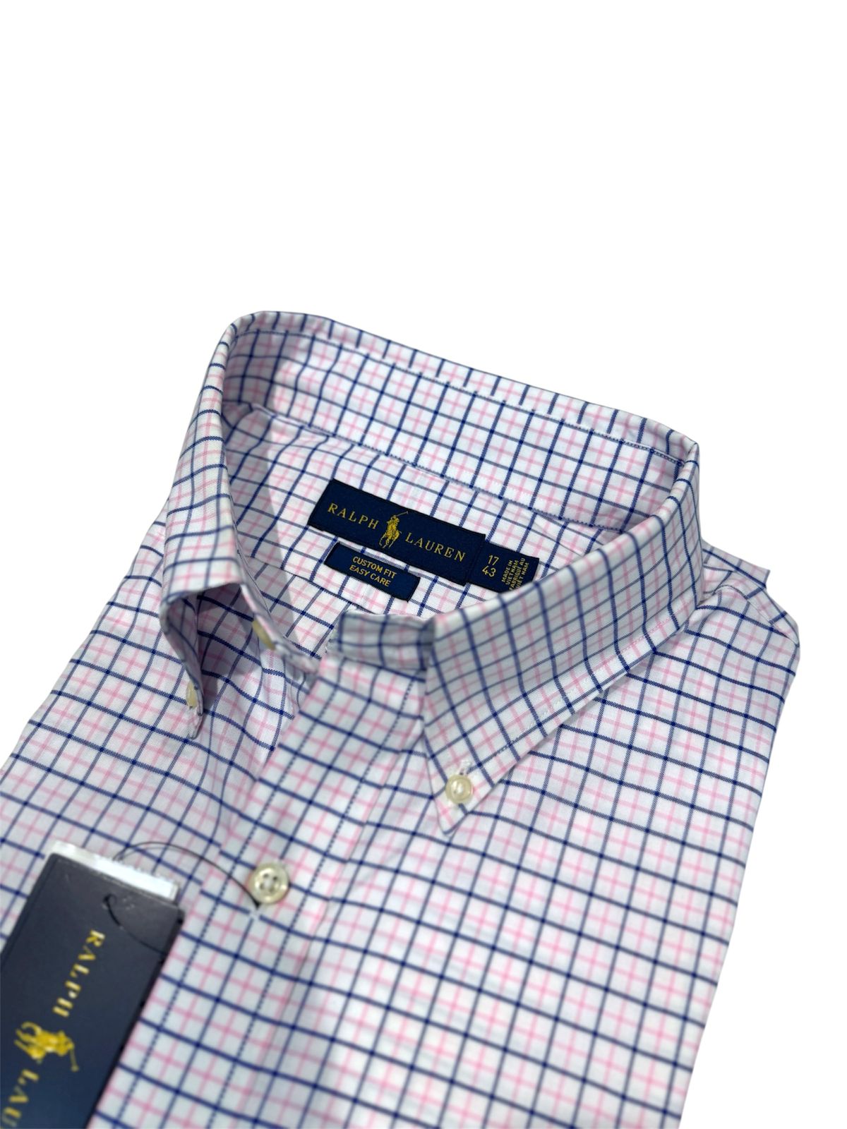 Camisa Polo R.L hombre Algodón Custom Fit Cuadros Caballo Azul