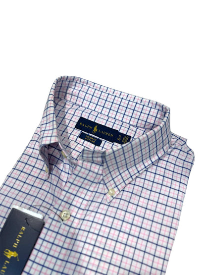 Camisa Polo R.L hombre Algodón Custom Fit Cuadros Caballo Azul