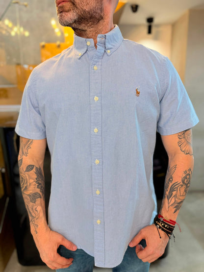 Camisa Polo R.L hombre Oxford Celeste Manga Corta Caballo Multicolor
