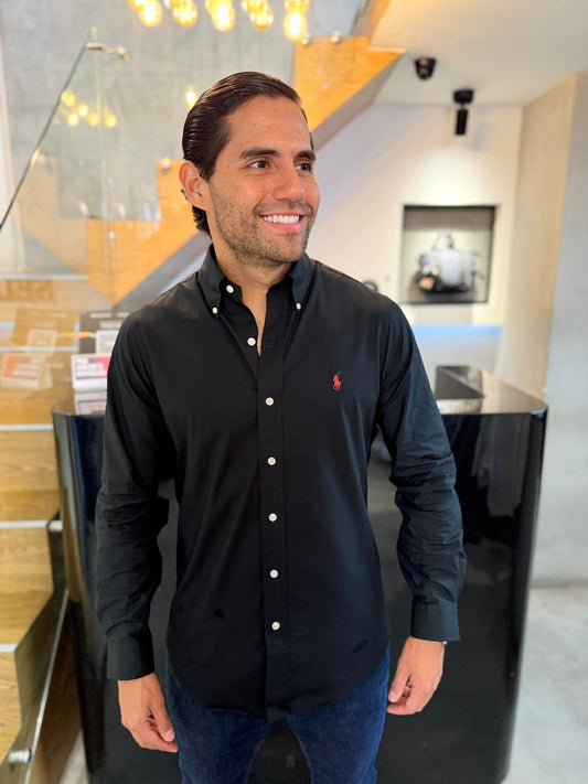 Camisa Polo R.L hombre Algodón Negra