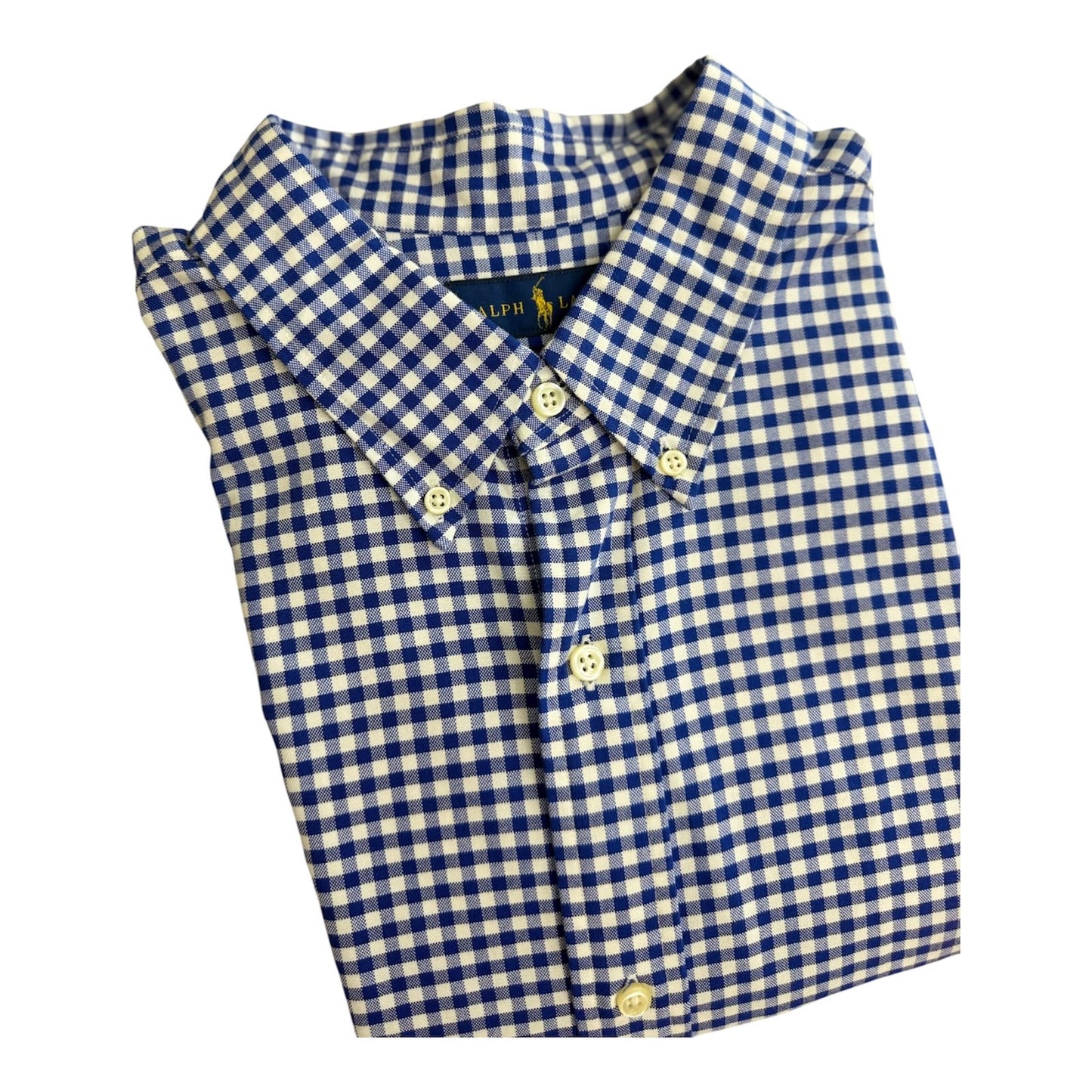 Camisa Polo R.L hombre Oxford  Cuadros Azules Con Blanco Caballo Multicolor