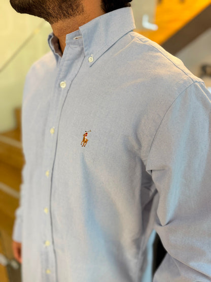 Camisa Polo R.L hombre Oxford Celeste Caballo Multicolor