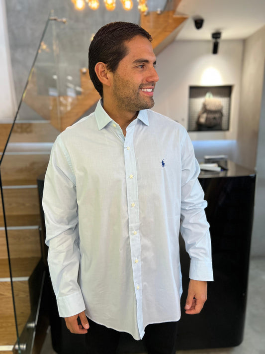 Camisa Polo R.L hombre Algodón Celeste
