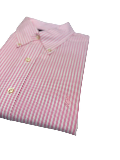 Camisa Polo R.L hombre Algodón Rayas Rosadas Caballo Rosado