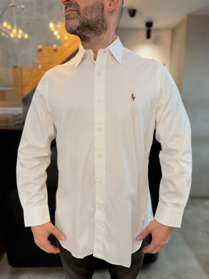Camisa Polo R.L hombre algodón Blanca Caballo Multicolor