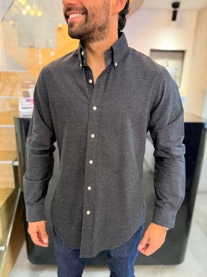 Camisa Polo R.L hombre Algodón Negra Ceniza Caballo Negro
