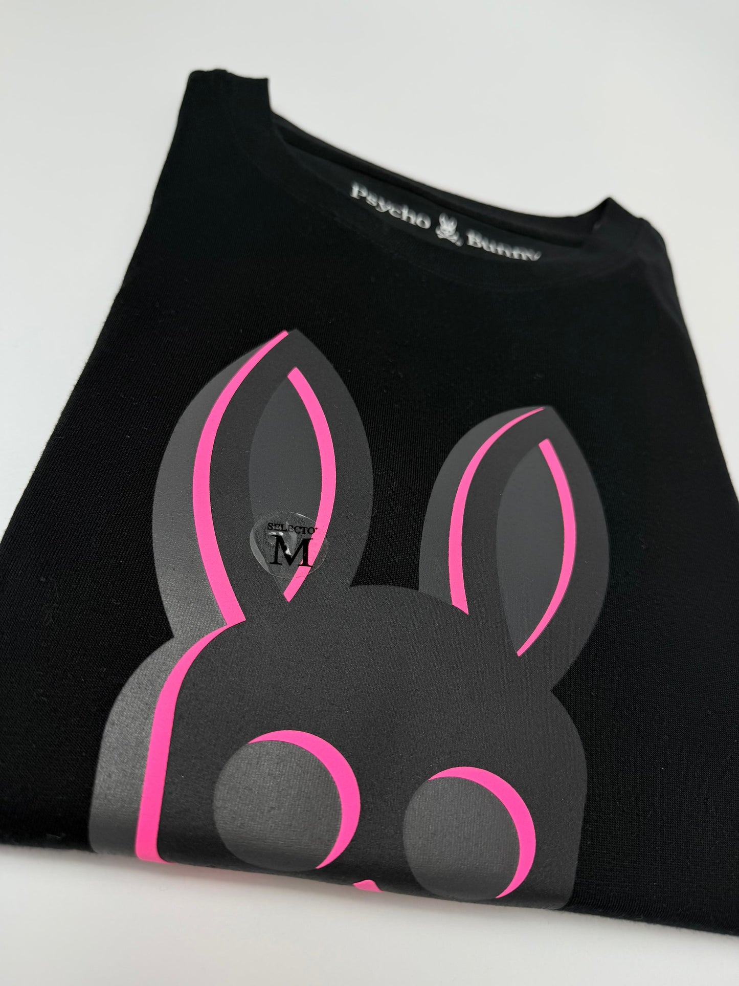 Camiseta Psycho bunny hombre Algodón Negra Rosa Neon