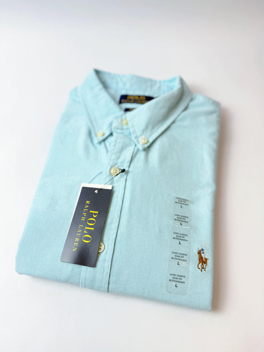 Camisa Polo R.L hombre Oxford Celeste Slim Fit
