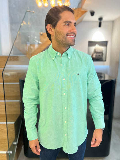 Camisa Tommy Hilfiger Oxford Verde
