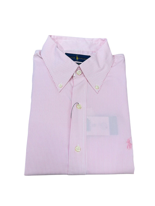 Camisa Polo R.L hombre Algodón Rayas Rosadas Caballo Rosa