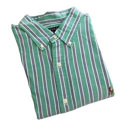 Camisa Polo R.L hombre Oxford  Rayas verdes Caballo Multicolor