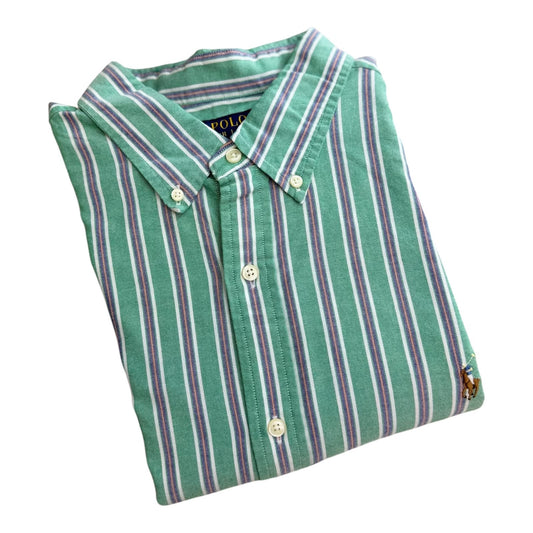 Camisa Polo R.L hombre Oxford  Rayas verdes Caballo Multicolor