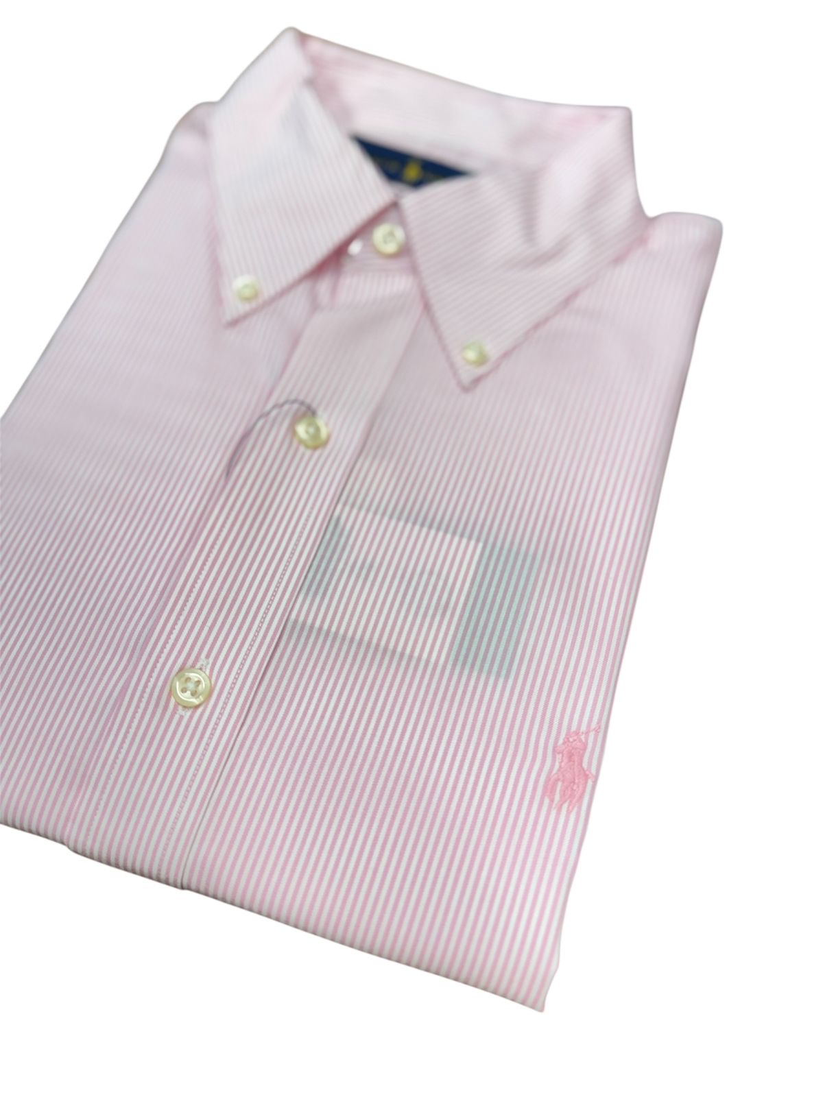 Camisa Polo R.L hombre Algodón Rayas Rosadas Caballo Rosa