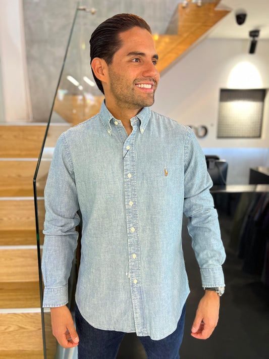 Camisa Polo R.L hombre Algodón Azul