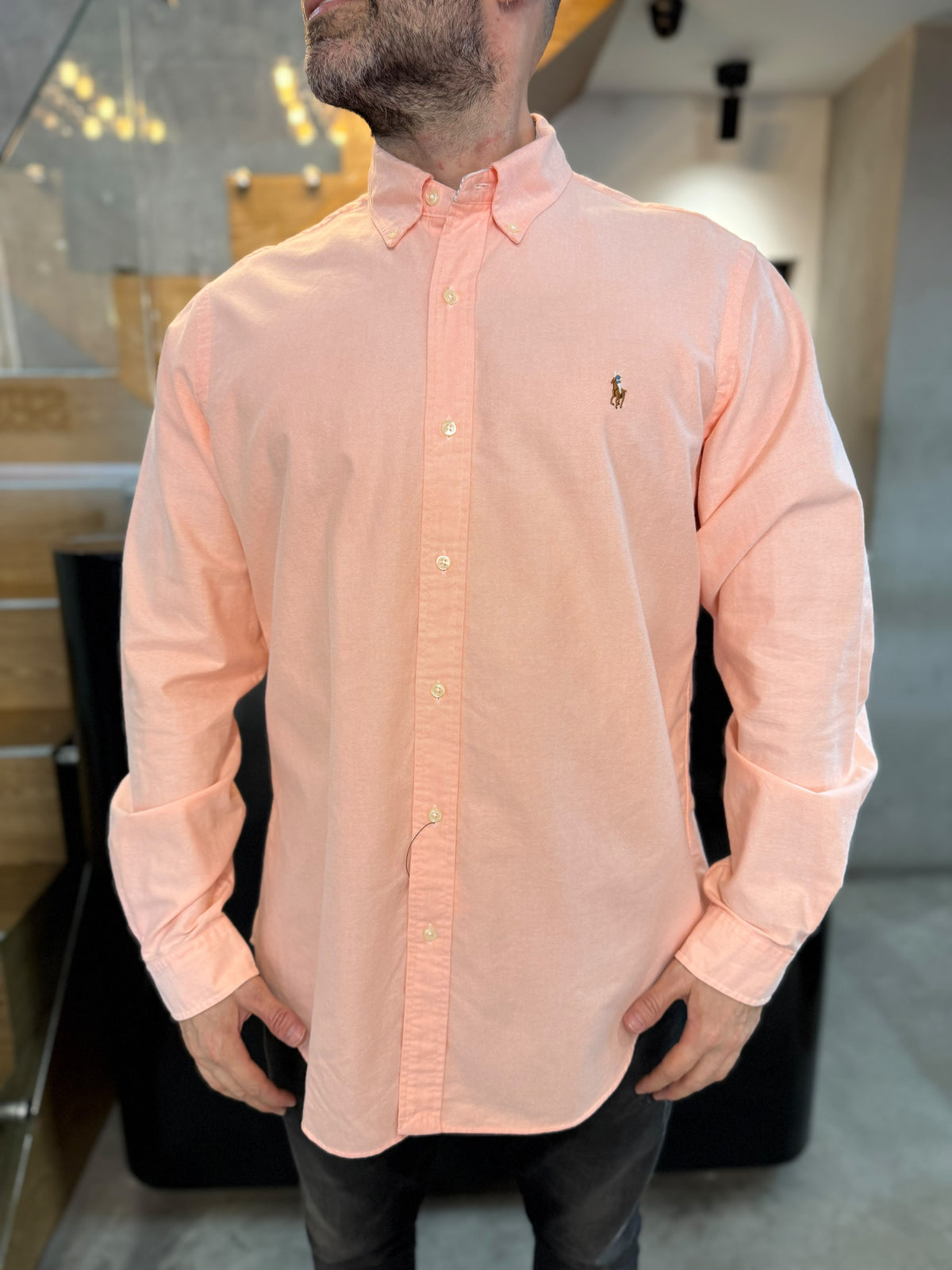 Camisa Polo R.L hombre Oxford Salmón Caballo Multicolor