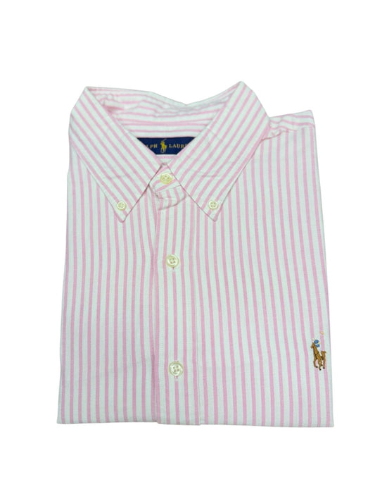 Camisa Polo R.L hombre Oxford Rayas Rosas Caballo Multicolor