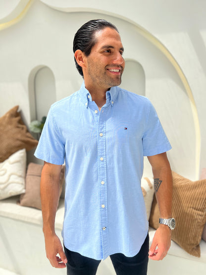 Camisa Tommy Hilfiger Celeste Manga Corta N.C