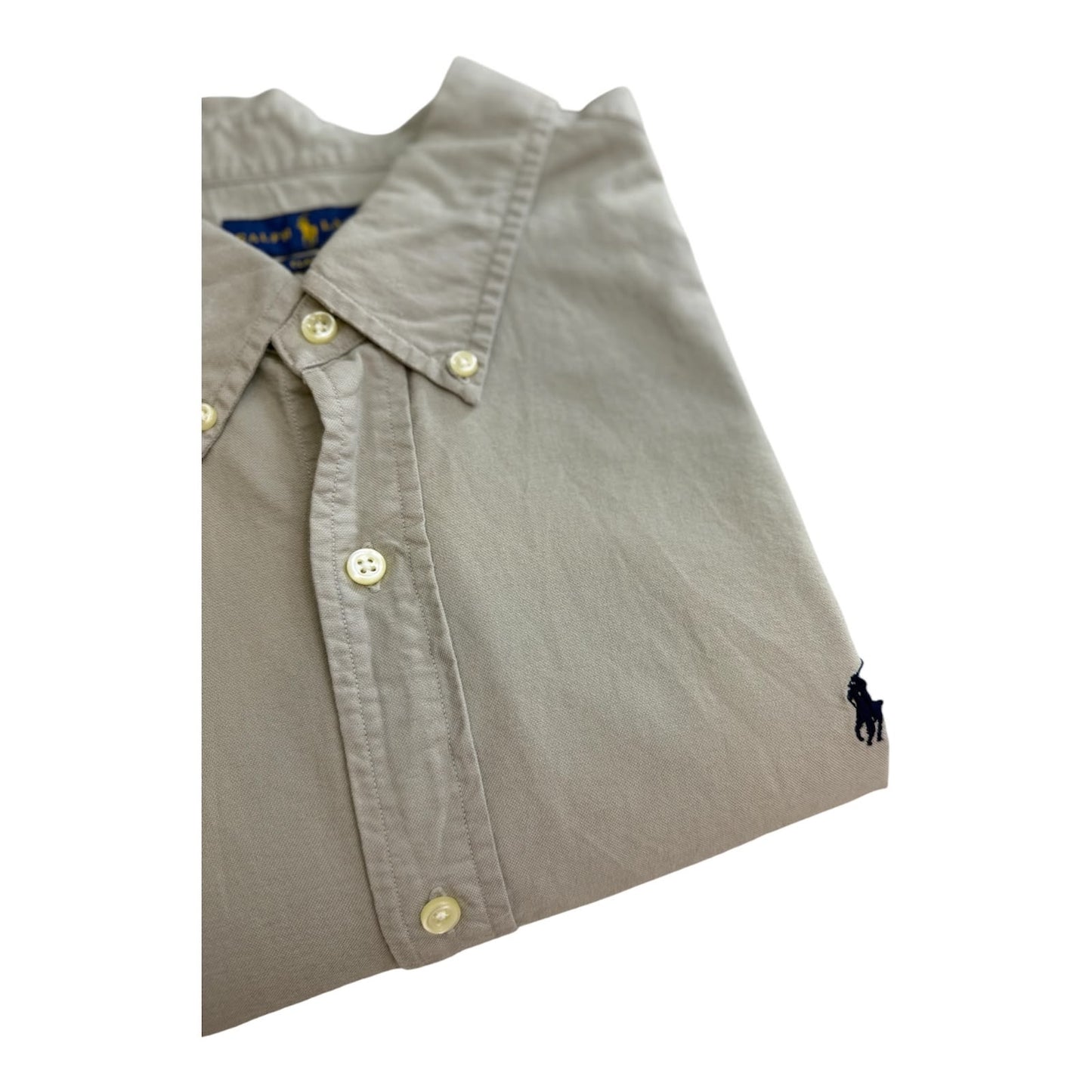 Camisa Polo R.L hombre Oxford Gris Claro Caballo Azul