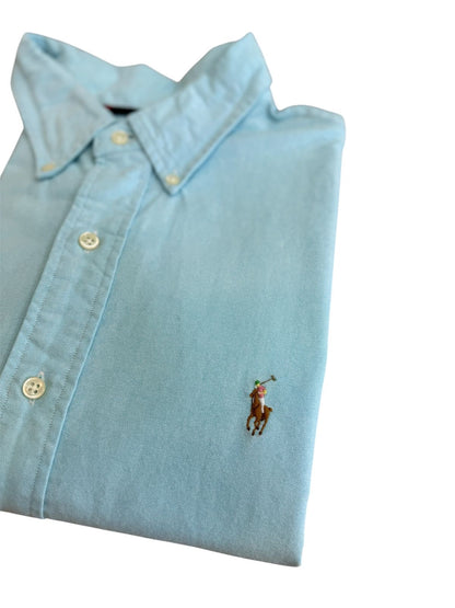 Camisa Polo R.L hombre Oxford Celeste