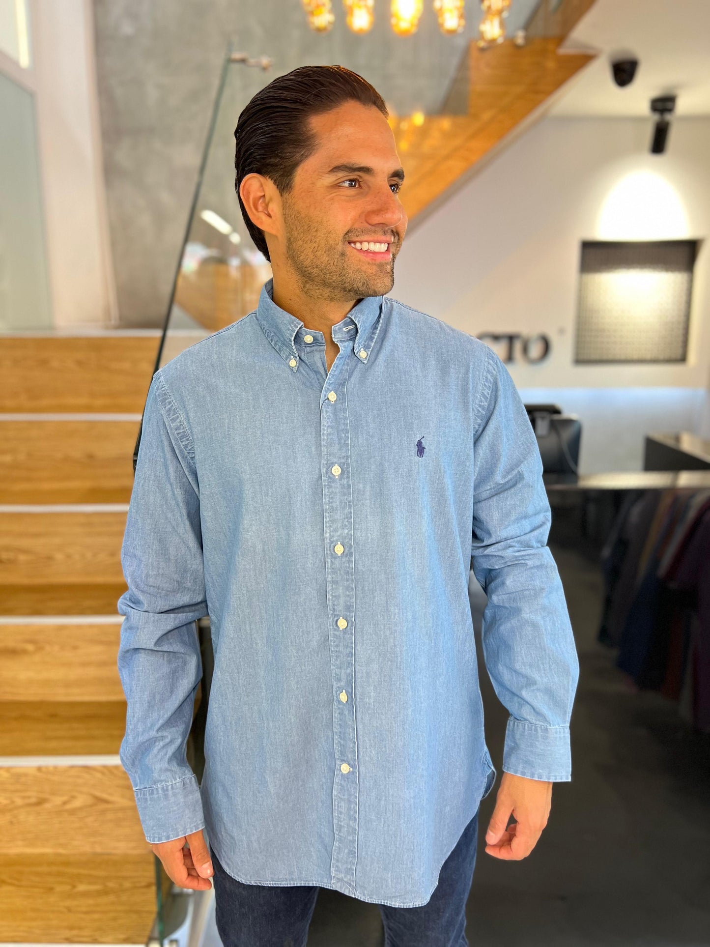 Camisa Polo R.L hombre Algodón Custom Fit