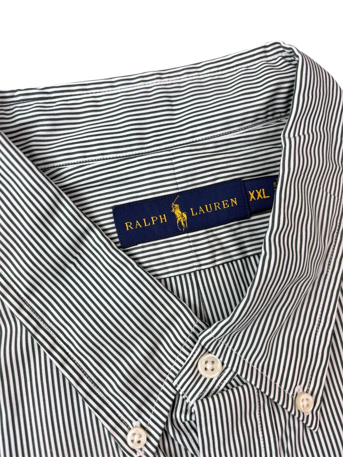 Camisa Polo R.L hombre Algodón Rayas Verdes Caballo Rojo