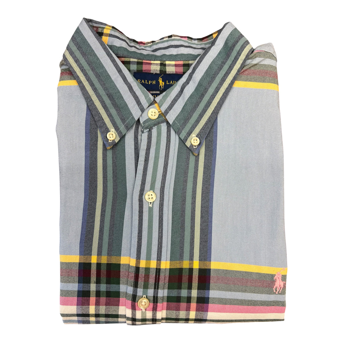 Camisa Polo R.L hombre Oxford Rayas Colores Caballo Rosa