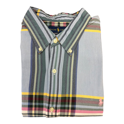 Camisa Polo R.L hombre Oxford Rayas Colores Caballo Rosa