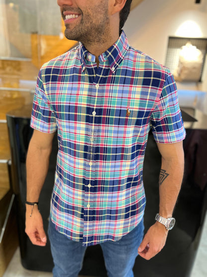 Camisa Polo R.L hombre Oxford Slim Fit Manga Corta