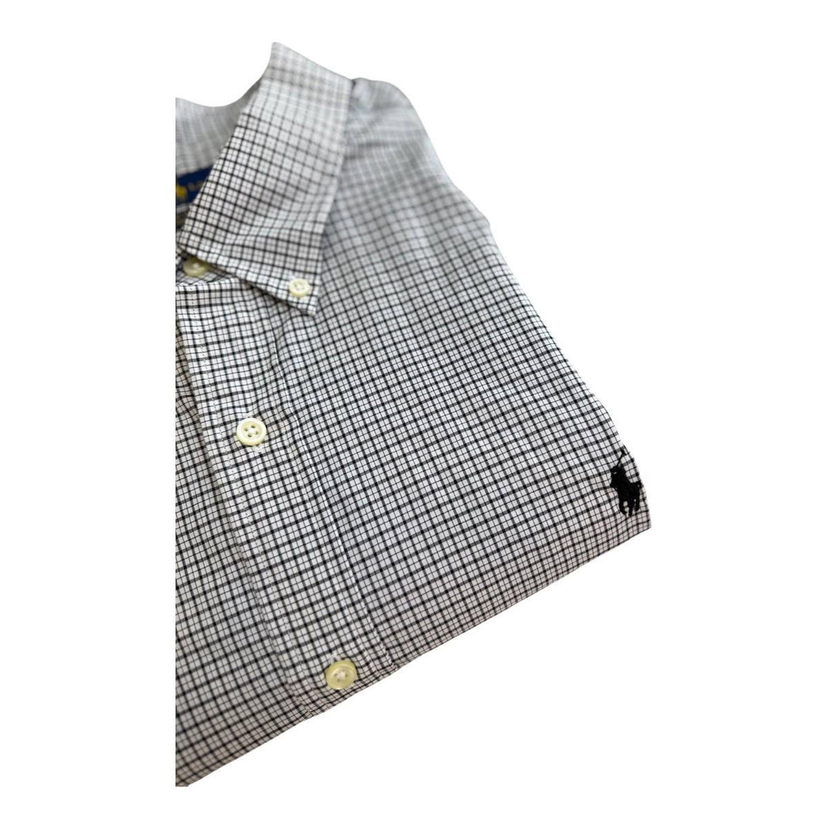 Camisa Polo R.L hombre Algodón Cuadros Blancos Con Negro Caballo Negro
