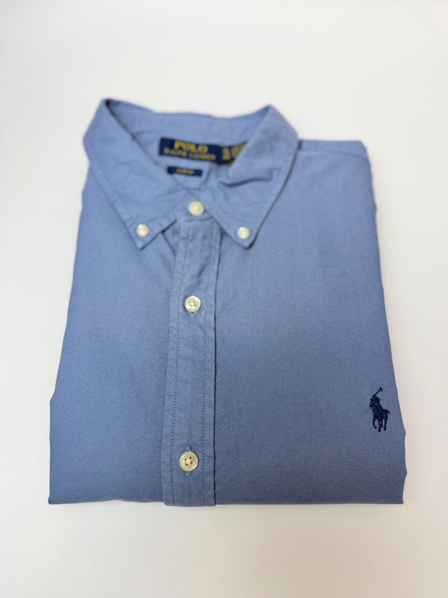 Camisa Polo R.L hombre Oxford Slim Fit Azul Oscuro Caballo Azul